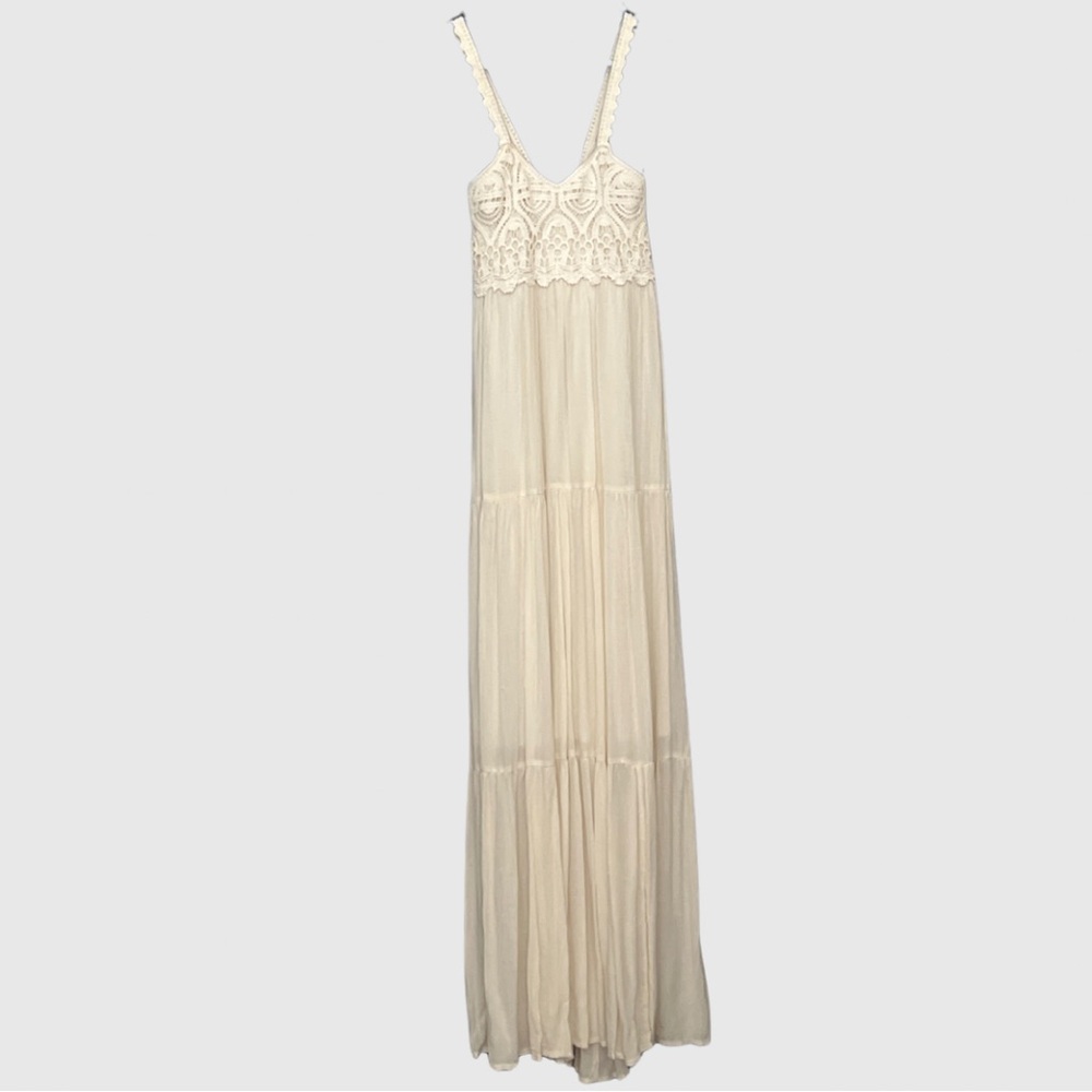 American Eagle Cream Crochet Maxi Dress XS